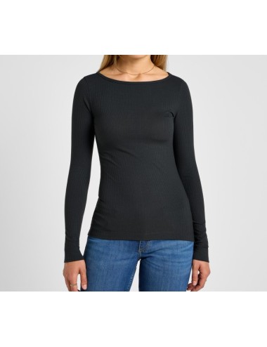 LEE LS BOAT NECK TEE CHARCOAL