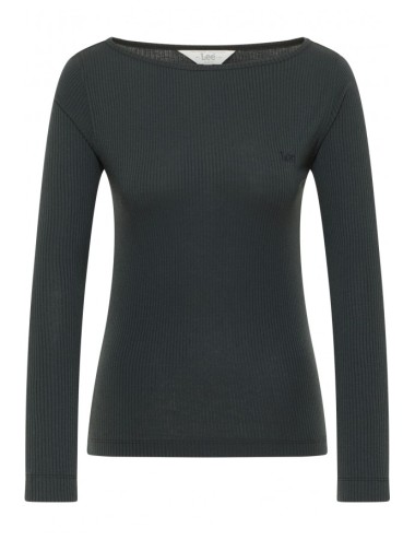 LEE LS BOAT NECK TEE CHARCOAL